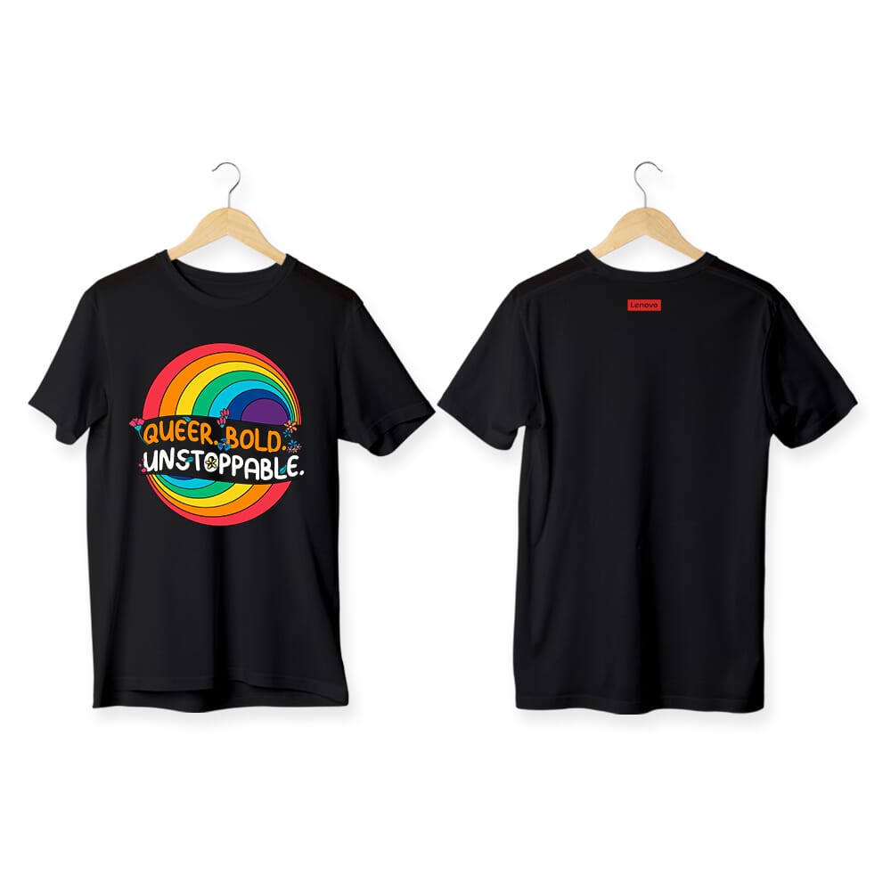 Queer Bold Pima Round Neck T-Shirt- Black
